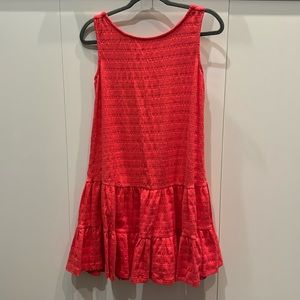 Anthropologie Flounced Open-Back Mini Dress Coral Textured NWT